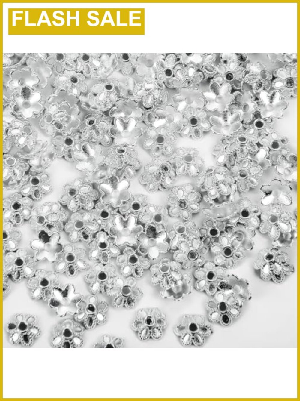 300 Pcs 6mm Silver Flower Spacer Beads Zinc Alloy Jewelry Making